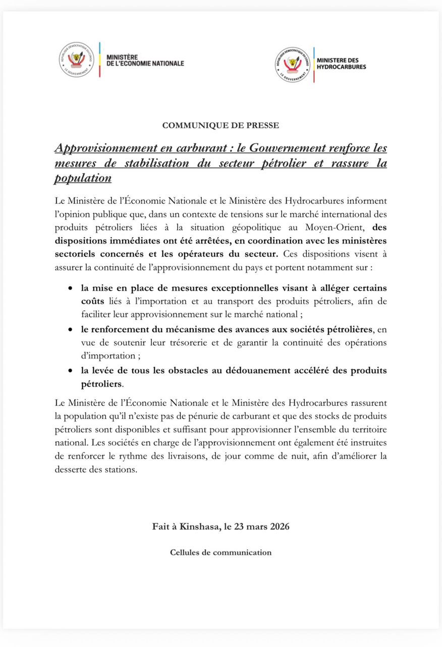 Kinshasa : le gouvernement déploie des mesures d’urgence pour éviter toute pénurie de carburant